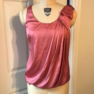 H&M Pink Satin top with shoulder bow